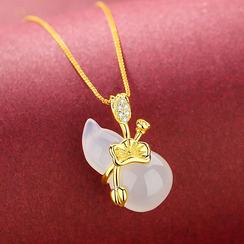 Kette Cyan Jade Kürbis Lotus Fülle Gold