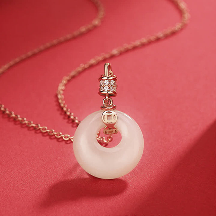 Kette weiße jade donut – wohlstand & schutz