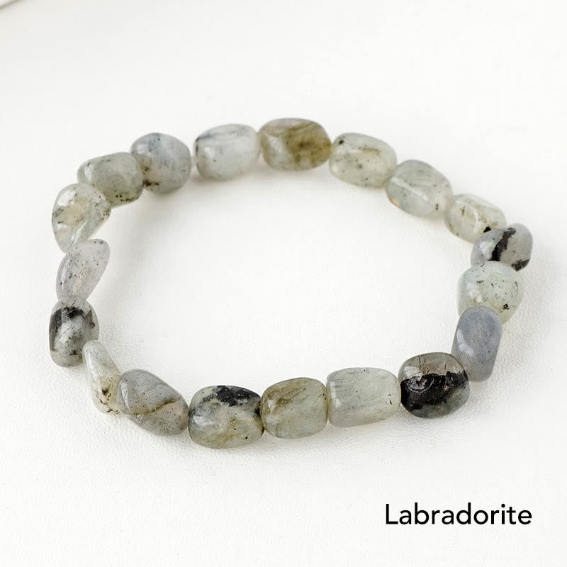 Labradorit Armband Kristall Perlen elastisch Naturstein grau