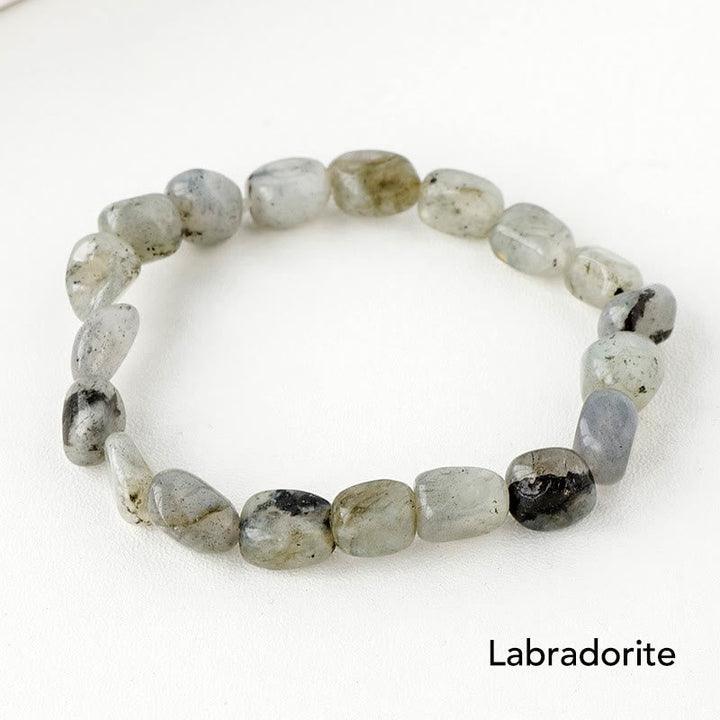 Labradorit Armband Kristall Perlen elastisch Naturstein grau