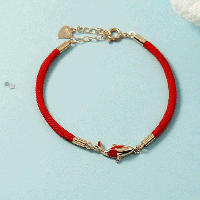 Rotes Seil Armband Kupfer Koi Fisch Wohlstand Energie elegant