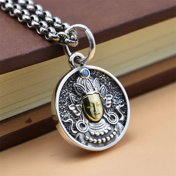 Kette 925er Silber grüne Tara Vajra Schutz Medaillon Anhänger