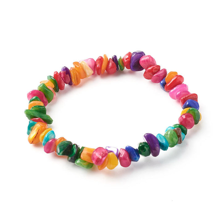 Buntes Kristall Armband mit vielen Farbsteinen elastisch getragen