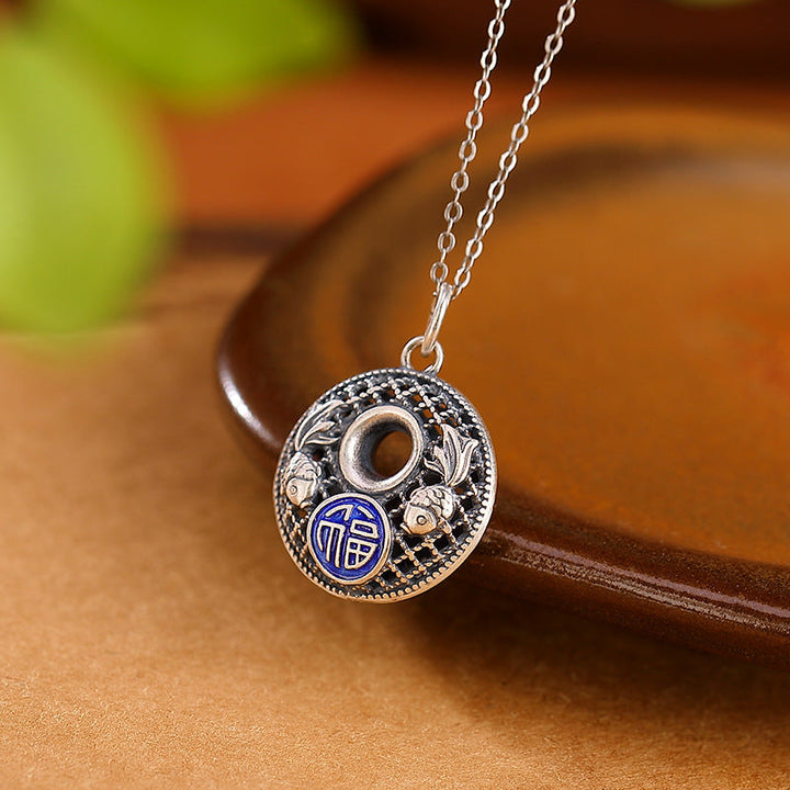 Anhänger Lotus Holz Silber Wohlstand Schmuck