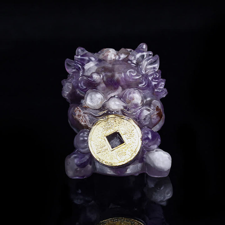 Figur Pixiu Liuli Münze Reichtum Amethyst