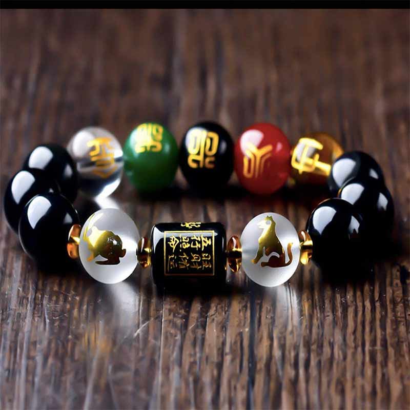 Armband Obsidian Roter Achat - Reichtum Wohlstand