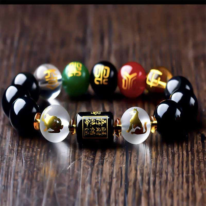 Armband Obsidian Roter Achat - Reichtum Wohlstand