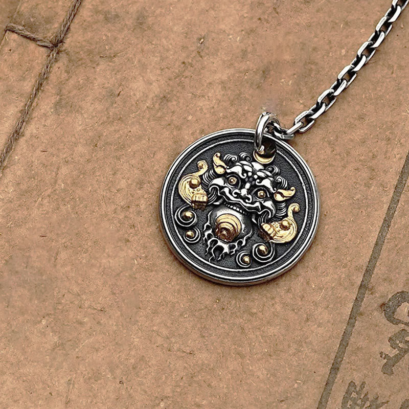 Anhänger Kette schwarze Obsidian Kirtimukha Schutz Silber