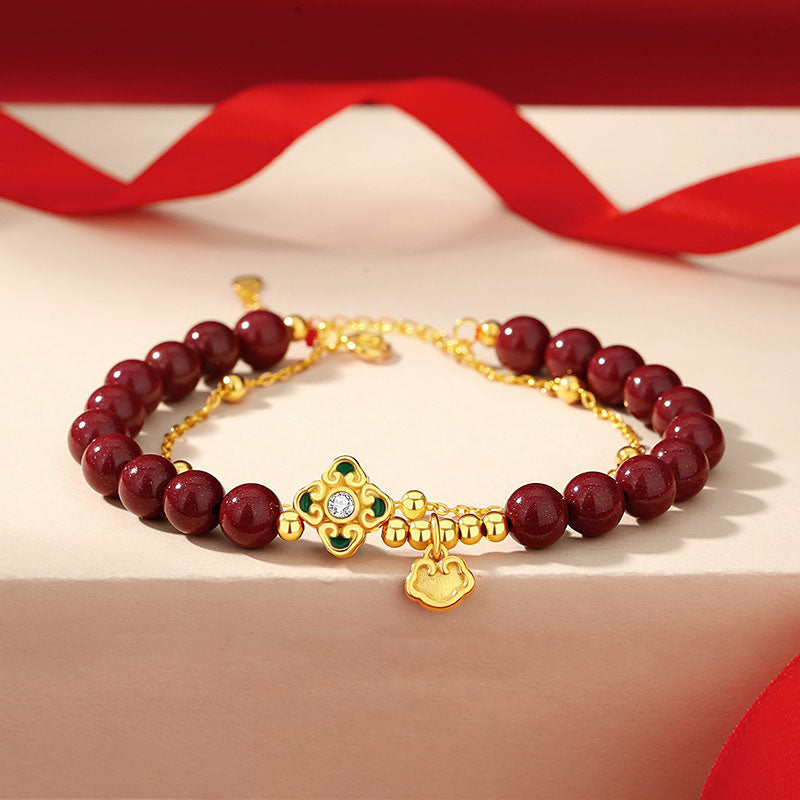 Armband 925 Silber Zinnober Kleeblatt – Liebe & Segen | Zen Spirit