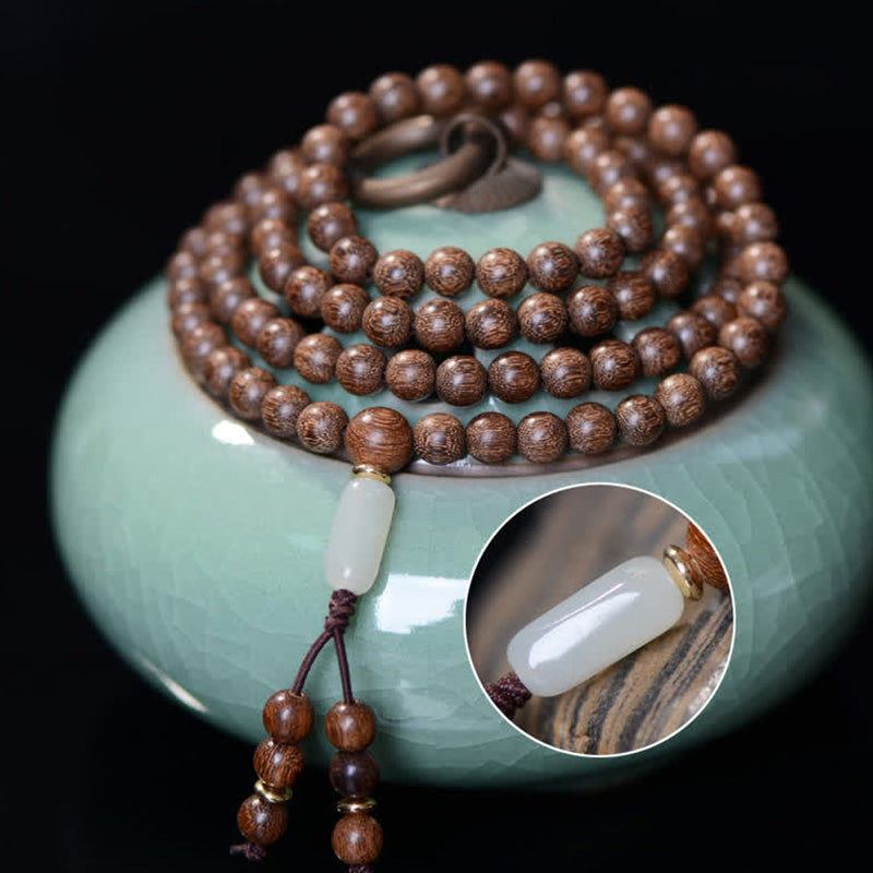 Mala 108 Perlen Rosenholz Jade Armband Ruhe Meditation Spirituell