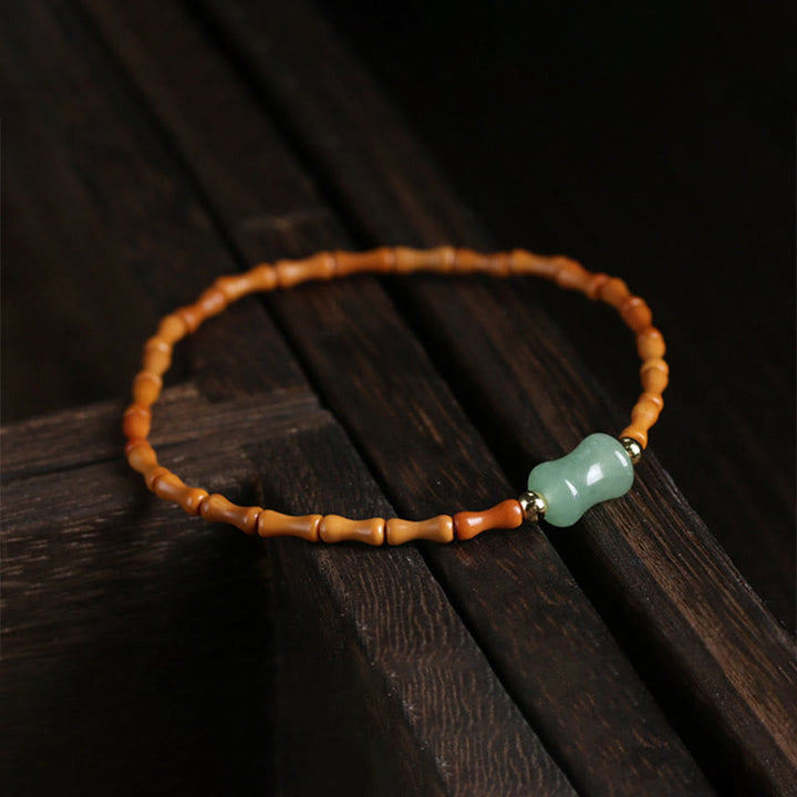 Armband Grüner Aventurin Bambus – Glück orange Perlen Naturstein elegant