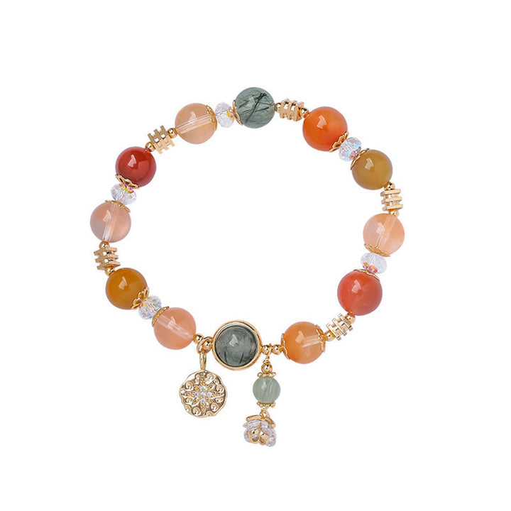 Armband Stern – Wohlstand mit bunten Natursteinen und goldenen Perlen.