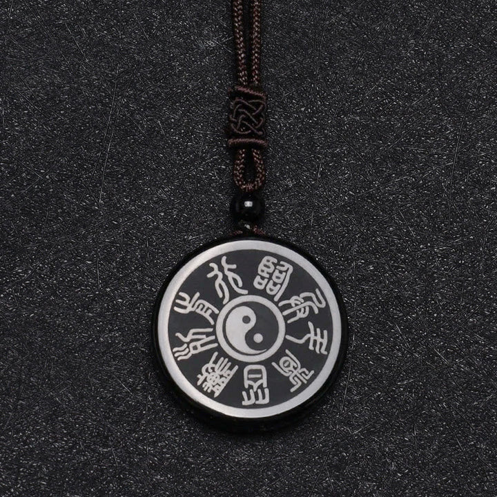 Obsidian Kette mit Yin Yang Anhänger schwarzer Naturstein Halskette