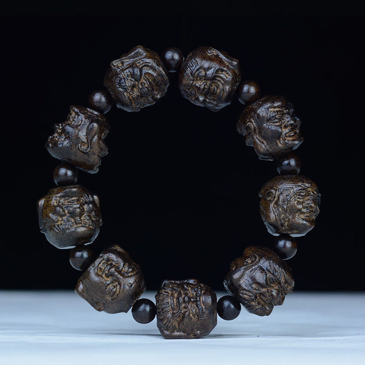 Armband Ebenholz Drachen – Balance mit geschnitzten Perlen elegant arrangiert