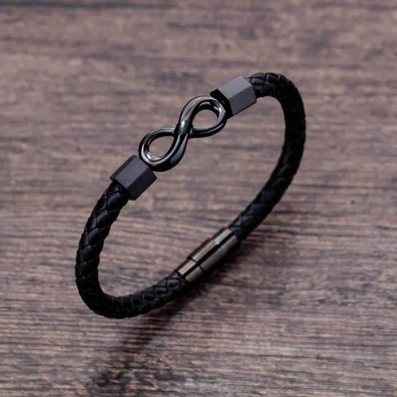 Armband Unendlicher Titanstahl Leder Balance