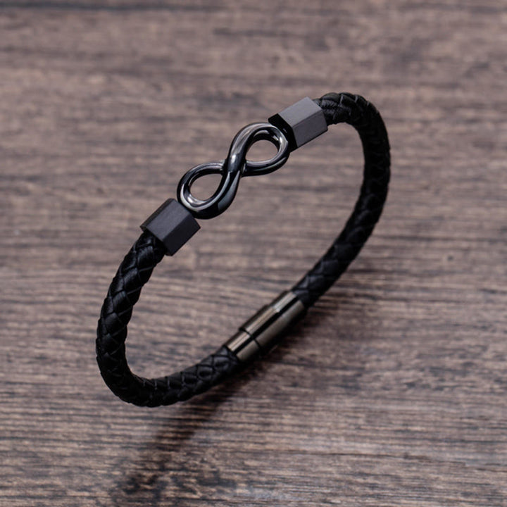 Armband Unendlicher Titanstahl Leder Balance