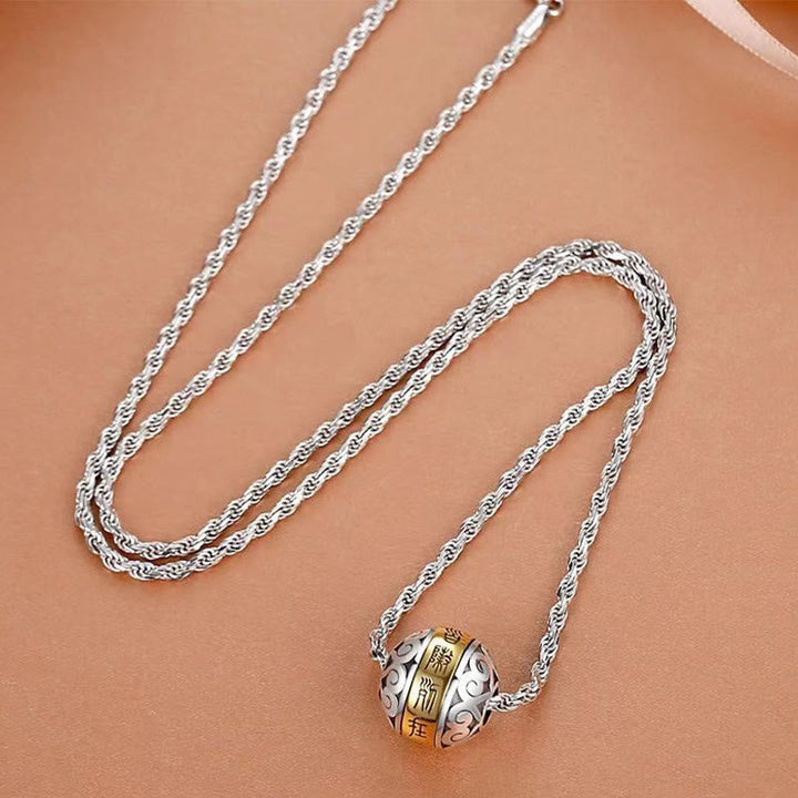 Kette Stein Neun-Zeichen-Mantra – Harmonie & Fokus – Echter Naturstein – Silberkette mit Stein-Anhänger Neun-Zeichen-Mantra Harmonie Fokus Schmuck