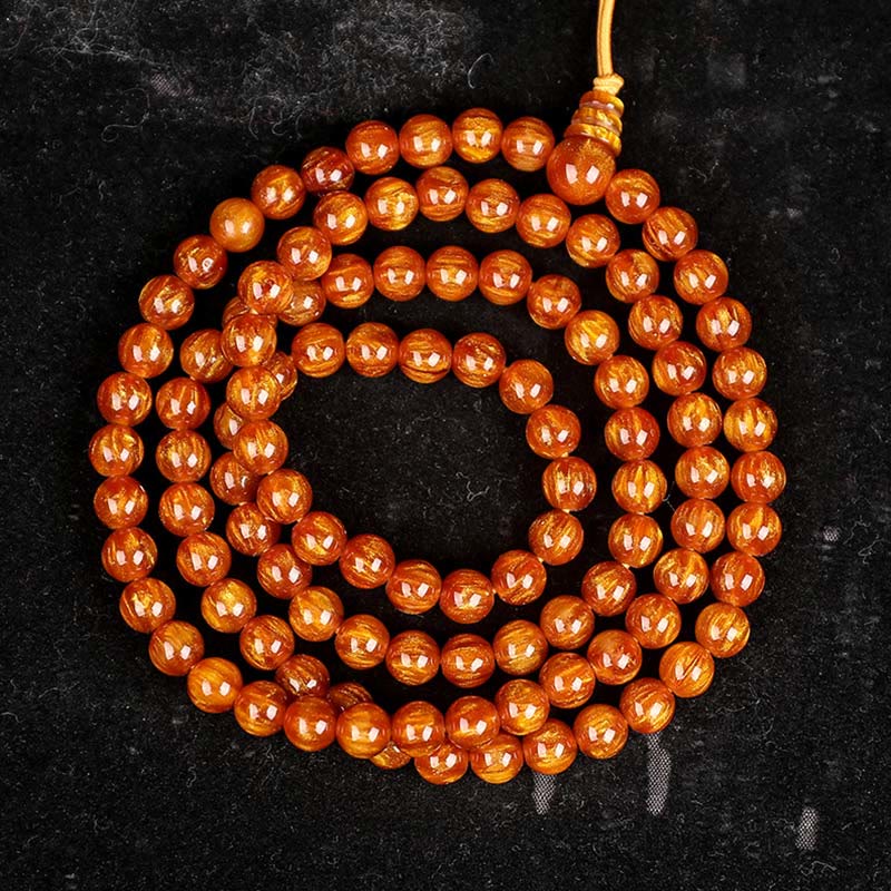 Mala – Erfolg Bernstein Perlen Armband Halskette Orange Glanz