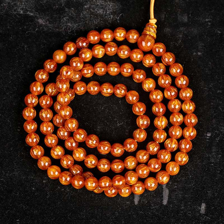 Mala – Erfolg Bernstein Perlen Armband Halskette Orange Glanz