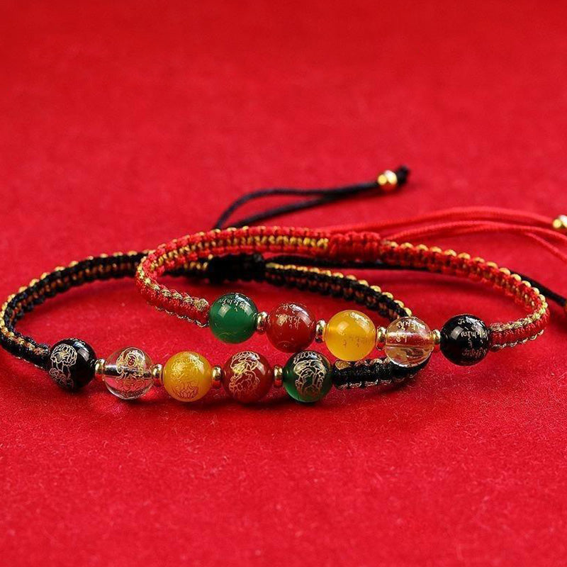 Armband Achat – Schutz & Wohlstand mit bunten Natursteinen elastisch getragen