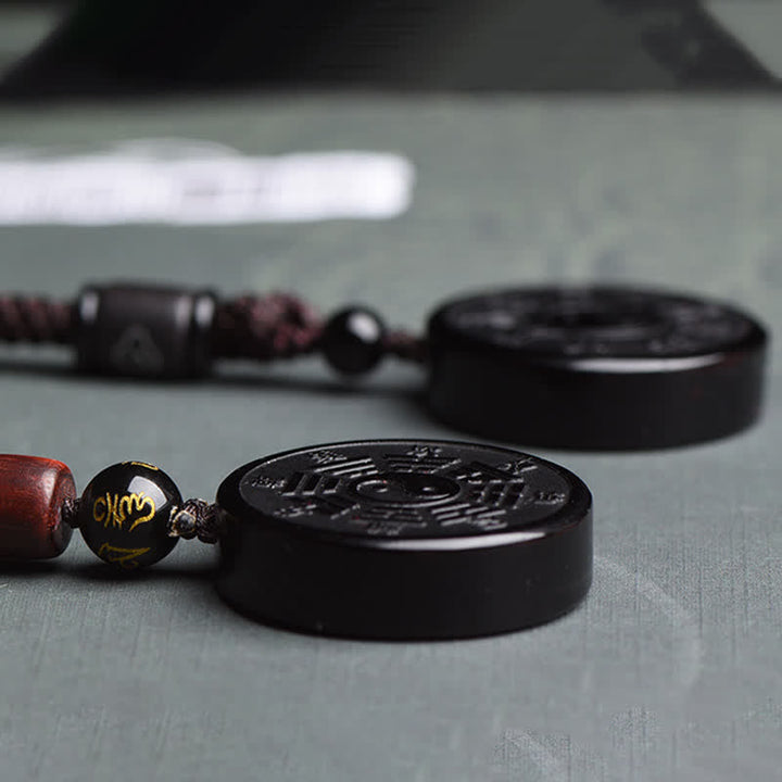 Obsidian Bagua Yin Yang Kette Anhänger Stärke schwarz