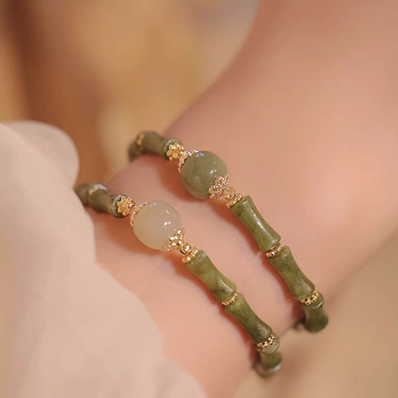Armband Hetian Jade & Peridot - Bambus