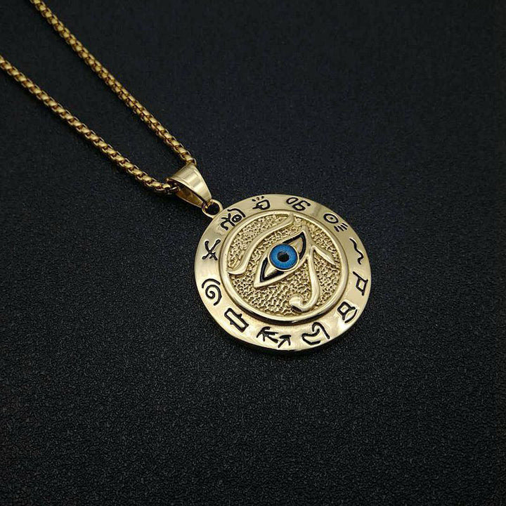 Anhänger Kupfer Horusauge Schutz Heilung blaues Auge Kette