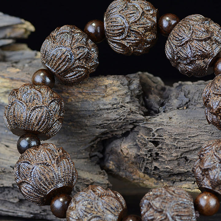 Armband Ebenholz Drachen Balance mit braunen Perlen Naturstein