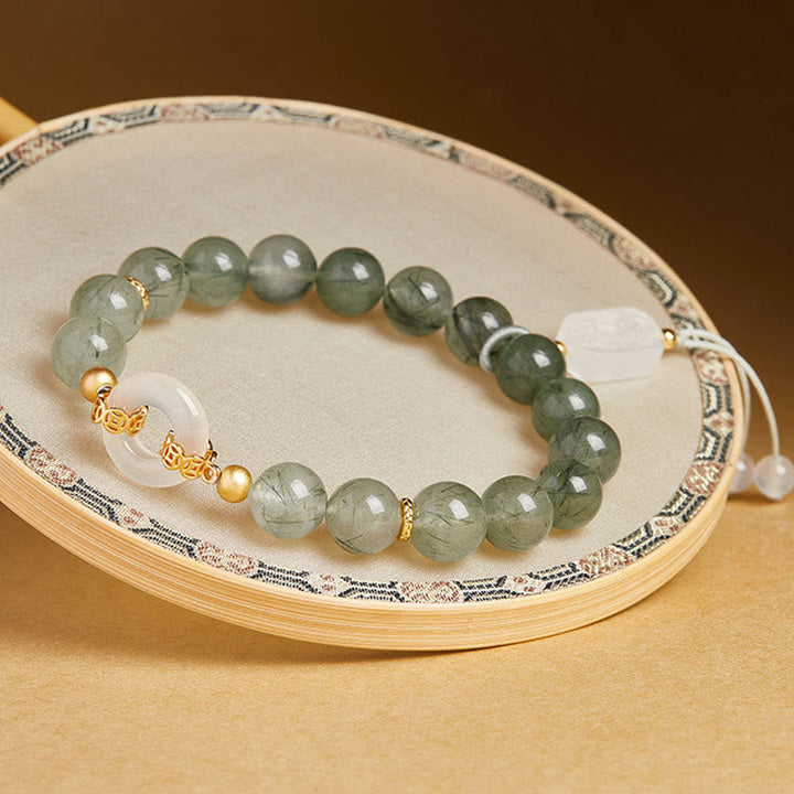 Armband 925 Silber Chalcedon Frieden Mut grüne Perlen Jade Ring