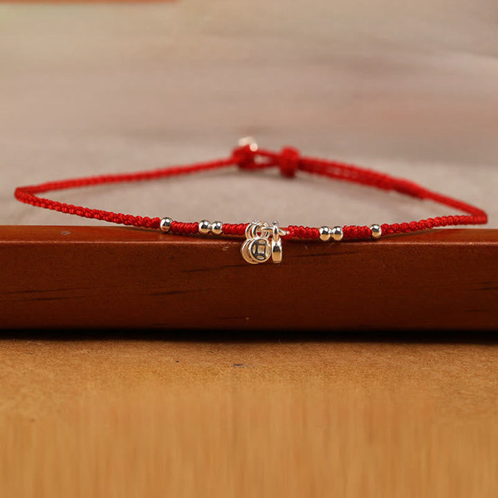 Rotes Armband 925 Silber Kupfer Schutz Stärke Anhänger Holz