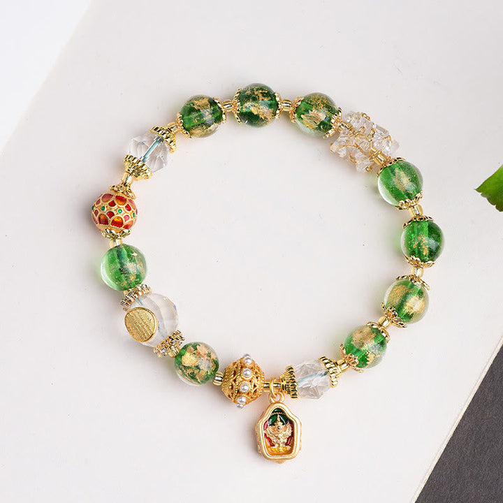 Grünes Armband 925 Silber Kupfer mit Buddha Anhänger Perlen Schmuck