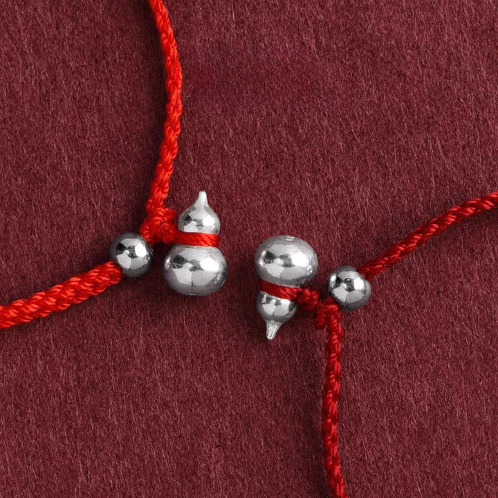 Armband 925 Silber Kürbis Glück rote Schnur Schmuck Handgelenk