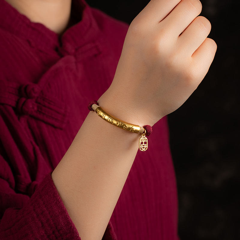 Armband 925 Silber Om Mani Padme Hum Glück Energie am Handgelenk getragen