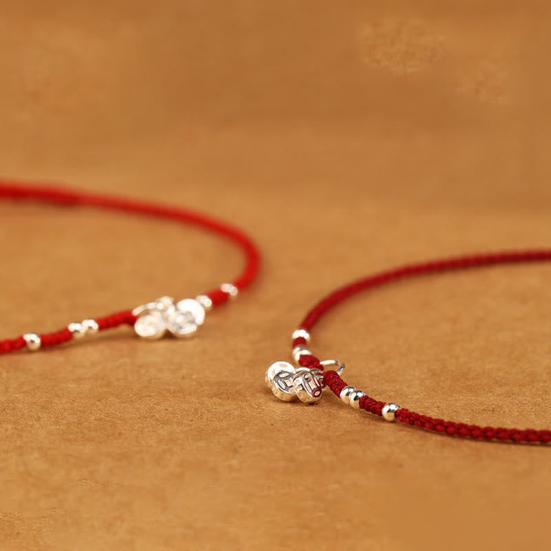 Armband 925 Silber Kupfer – Schutz & Stärke mit rotem Schnur Kürbis Anhänger