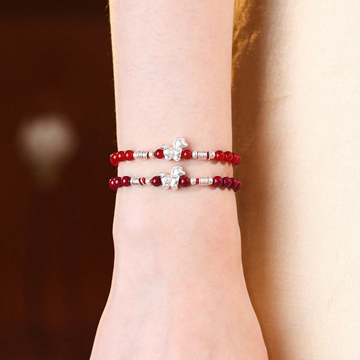 Armband 925 Silber Roter Achat Ruhe getragen am Handgelenk Schmuck