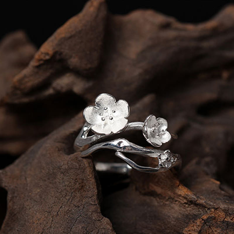 925er Silber Ring Pflaumenblüte Balance Design elegant Schmuck