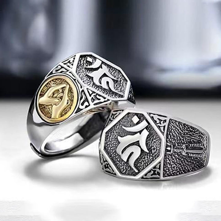 Ring 925 Silber Sanskrit-Design Pixiu Schutz Energie Fengshui
