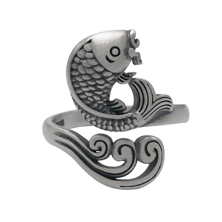 Ring 925 Silber Koi Fisch Design Glück Wohlstand Fengshui Schutz