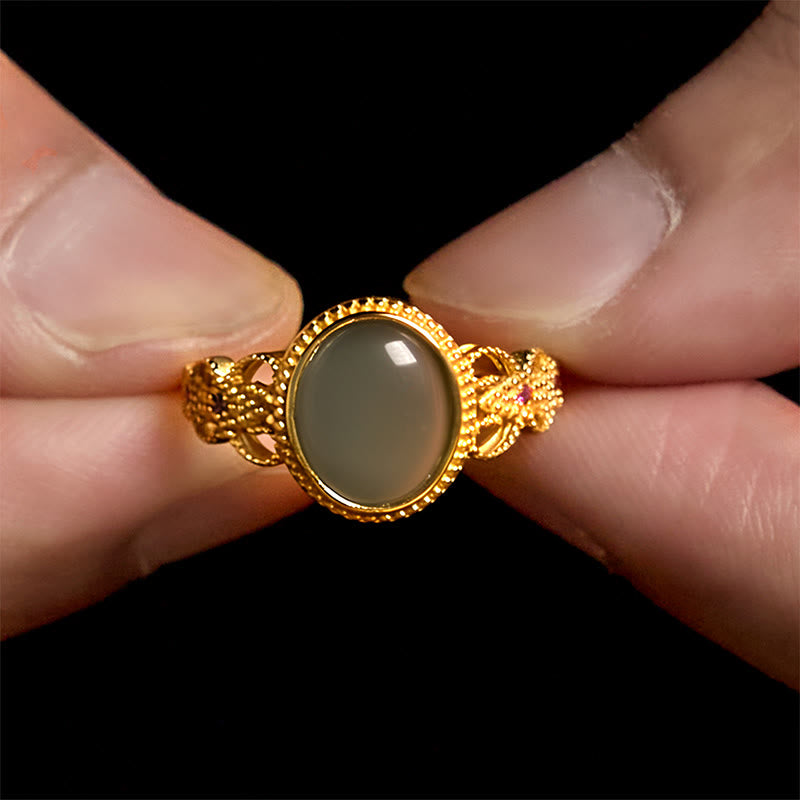 Ring 925 Silber Jade grüner Stein Glück Feng Shui Schutz