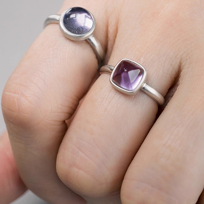 Ring 925 Silber Amethyst getragen Balance Energie Fingerring