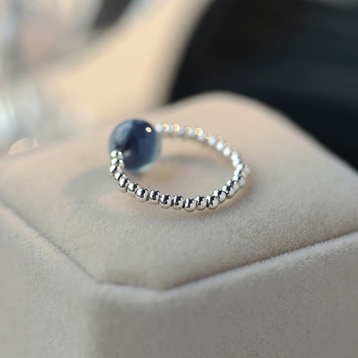 Ring 925 Silber Blauer Achat Heilung Schutz Energie Glück Harmonie