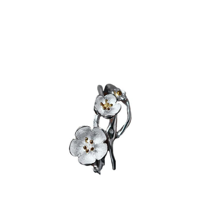 Ring 925 Silber Pflaumenblüte Balance Glück Harmonie Fengshui Schutz