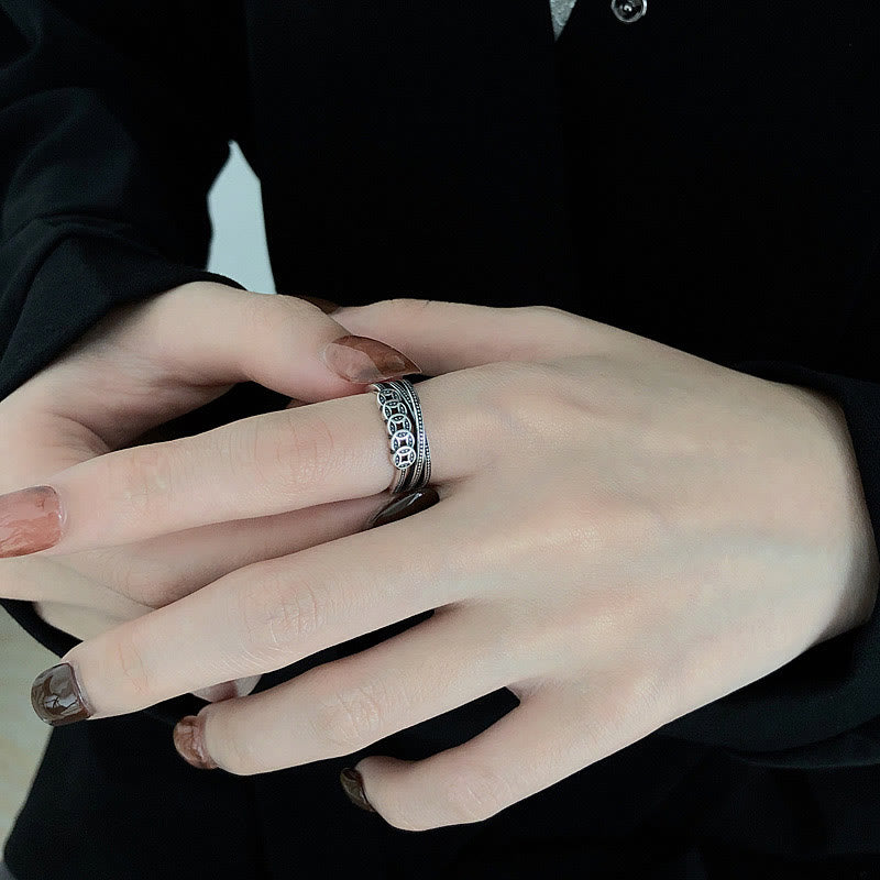 Ring 925 Silber Kupfermünzen Wohlstand Segen Schutz getragen Fingerring