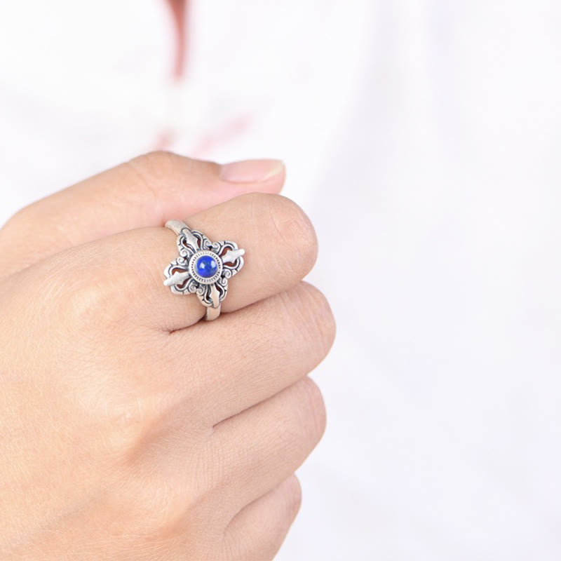 Ring 925 Silber Lapislazuli getragen Positivität Harmonie Blaustein Energie