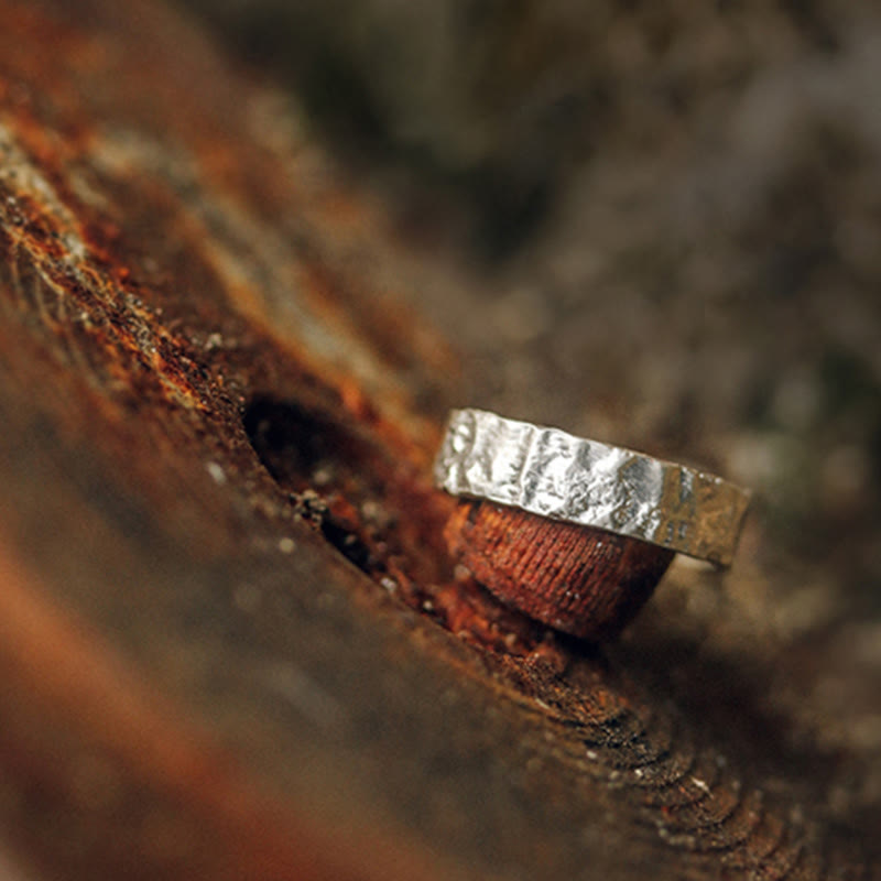 Ring 925 Silber Herz für Paare Segen Hammermuster elegant