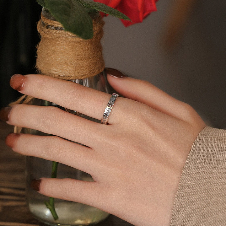 Ring 925 Silber mit Sechs Wahrheitsworte Motiv Ruhe Weisheit Ausstrahlung