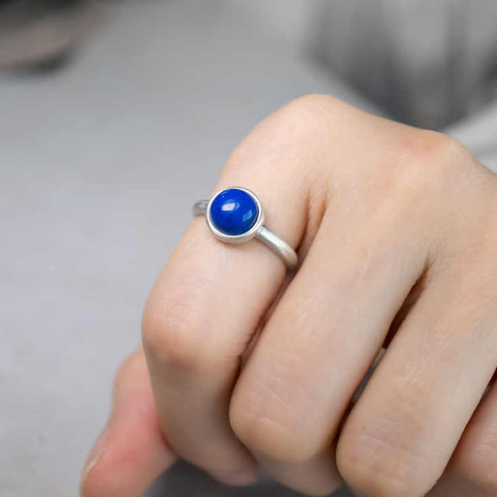 Ring 925 Silber Lapislazuli Türkis Balance elegant handgetragen