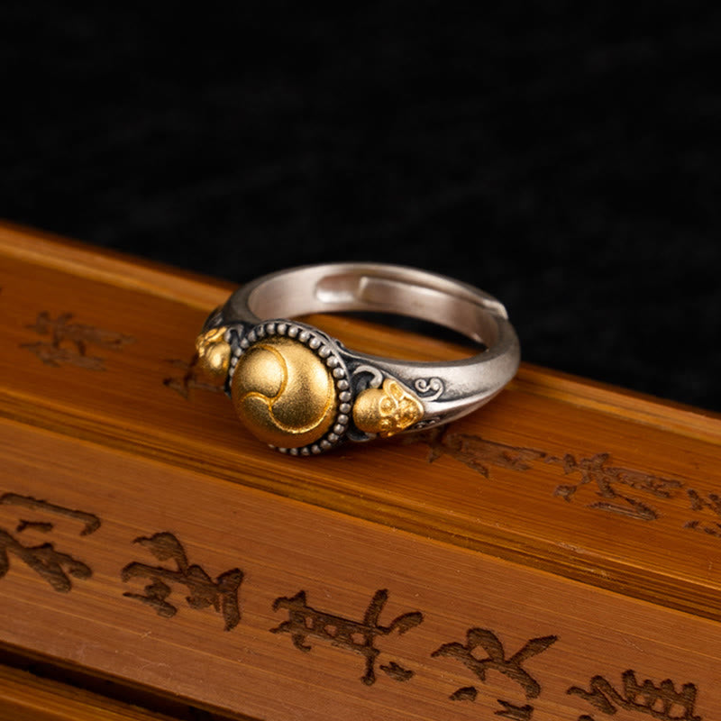 925er Silber Ring vergoldet mit goldener Sphäre Balance Glück