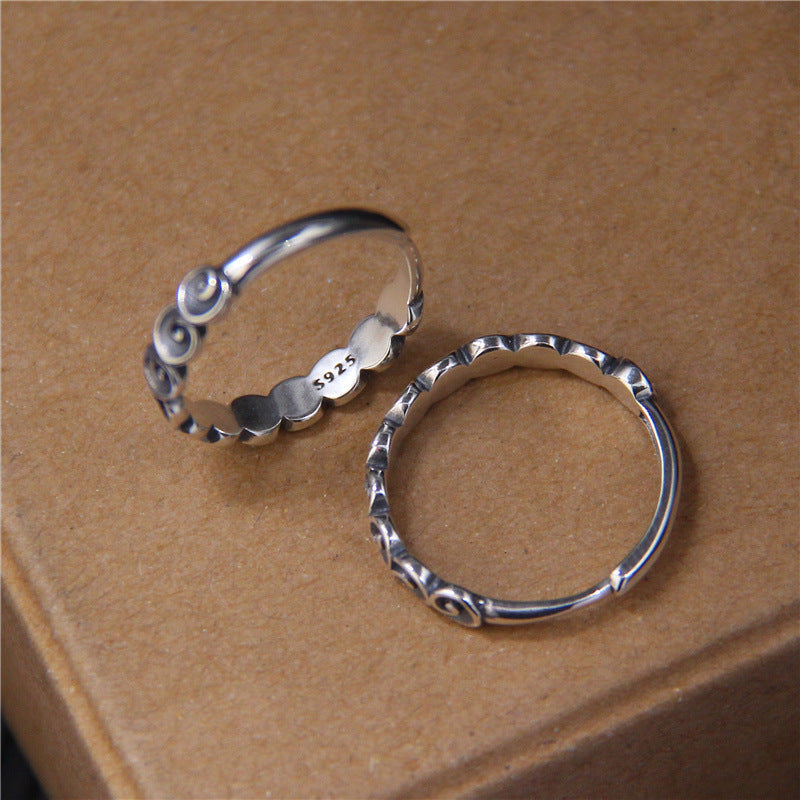 Ring 925 Silber Glückswolken Paar mit dekorativen Mustern Glück