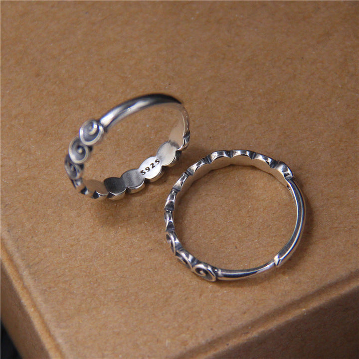 Ring 925 Silber Glückswolken Paar mit dekorativen Mustern Glück
